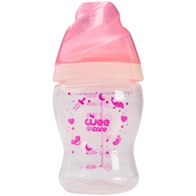شیشه شیر وی کر مدل پروپیلن دهانه عریض سایز 1 مناسب کودکان تا 6 ماه، مام سنس (Mom Sense) کد B323 حجم 180 میلی لیتر