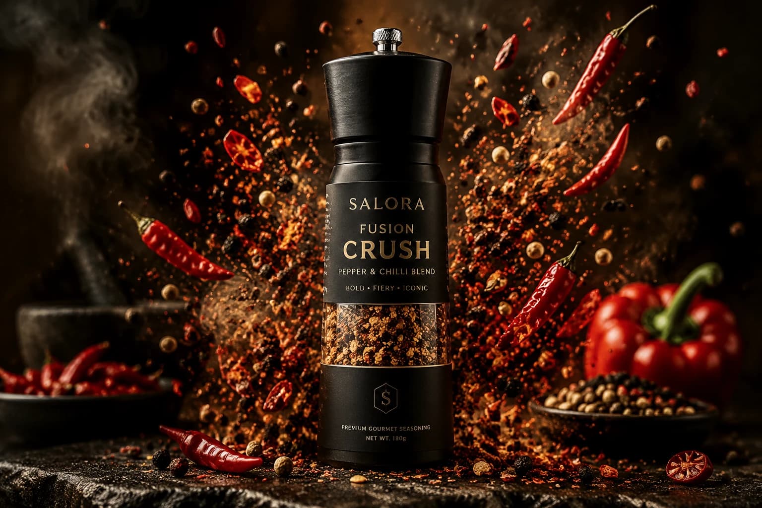 ترکیب حرفه‌ای فلفل و نمک برای آسیاب؛ تجربه‌ای لوکس از طعم و عطر تازه | Salora Crush — تصویر ۲