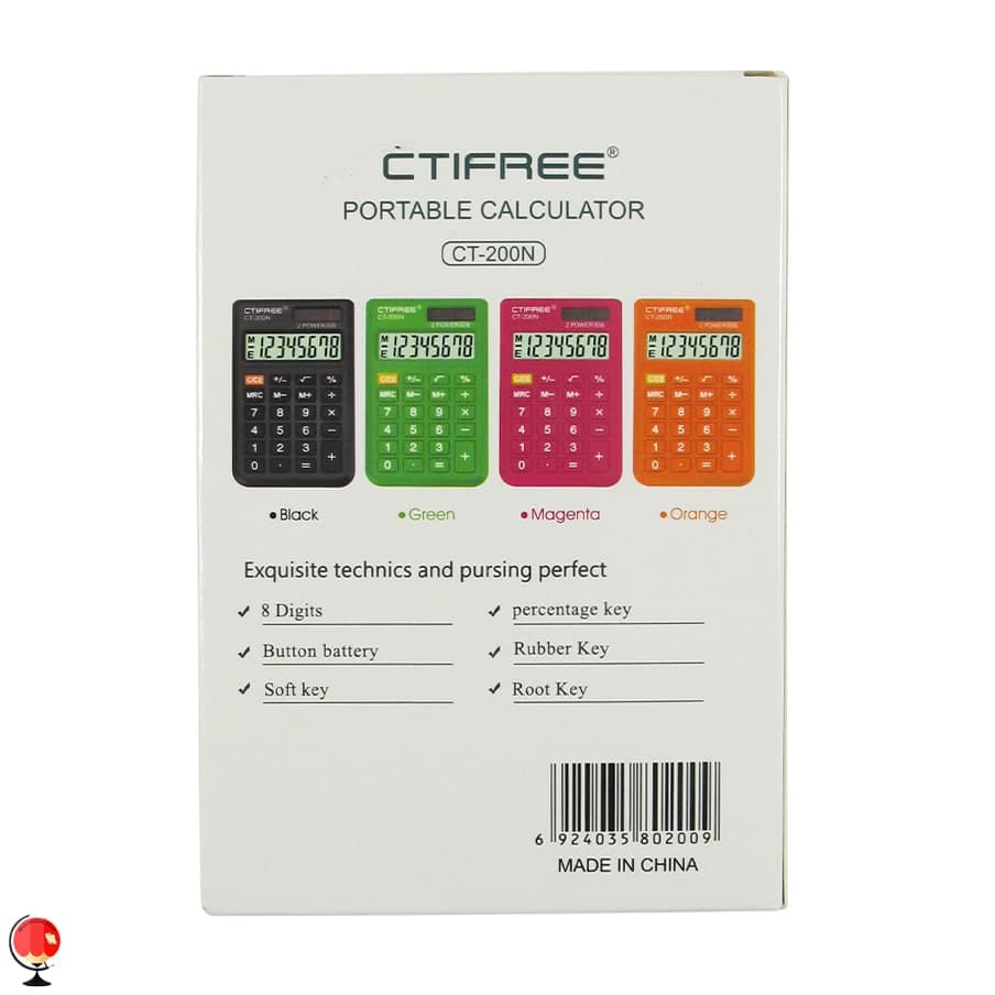 ماشین حساب رنگی مدل Ctifree CT-200N صورتی — تصویر ۴