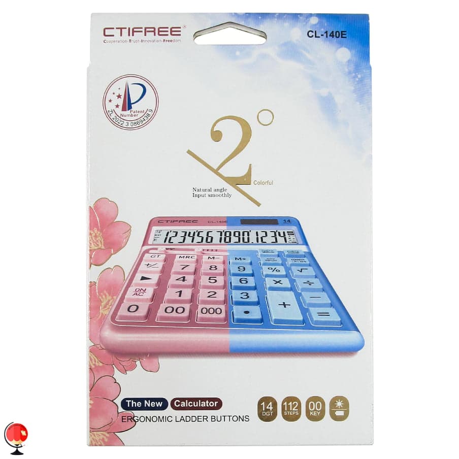 ماشین حساب رنگی مدل Ctifree‎ CT-140E صورتی — تصویر ۲