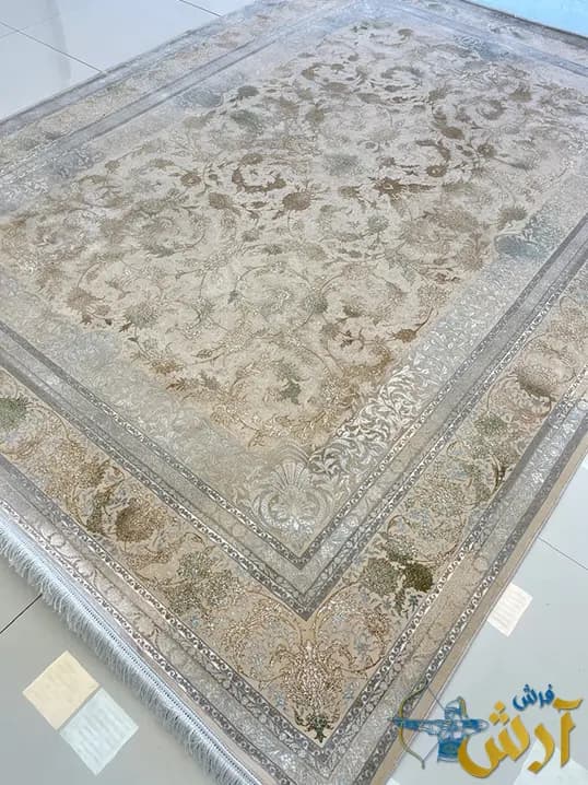 فرش افشان جدید 1200 شانه طرح ماهلین سبز — تصویر ۲