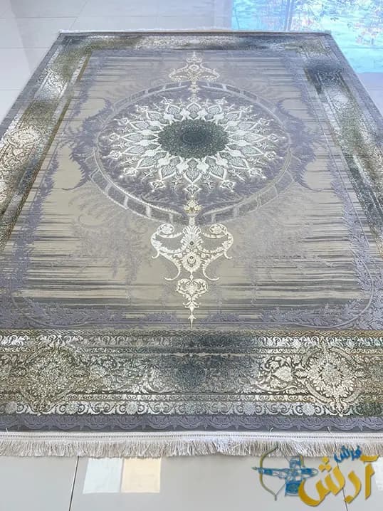 فرش پتینه ترنج دار 1200 شانه طرح ونیز بژ