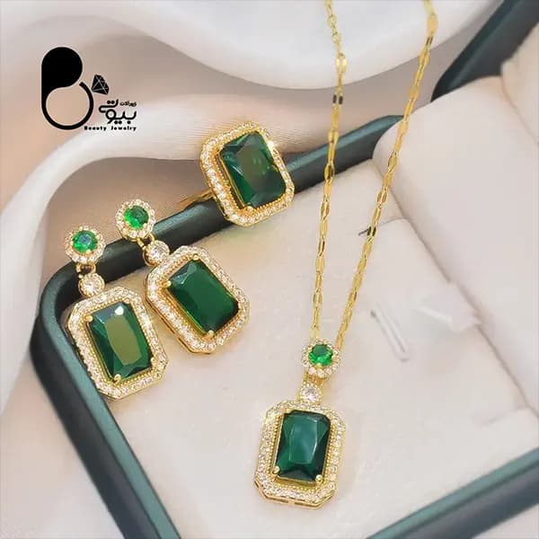 ست کامل زمردی طرح طلا