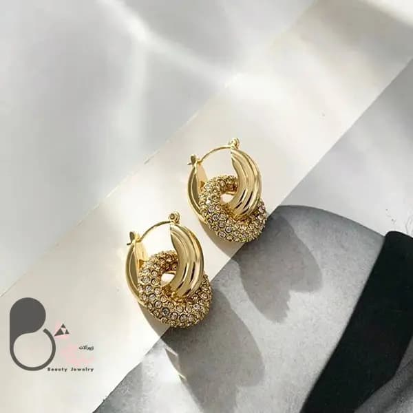گوشواره دوبل نگین میکرو ژوپینگ — تصویر ۲