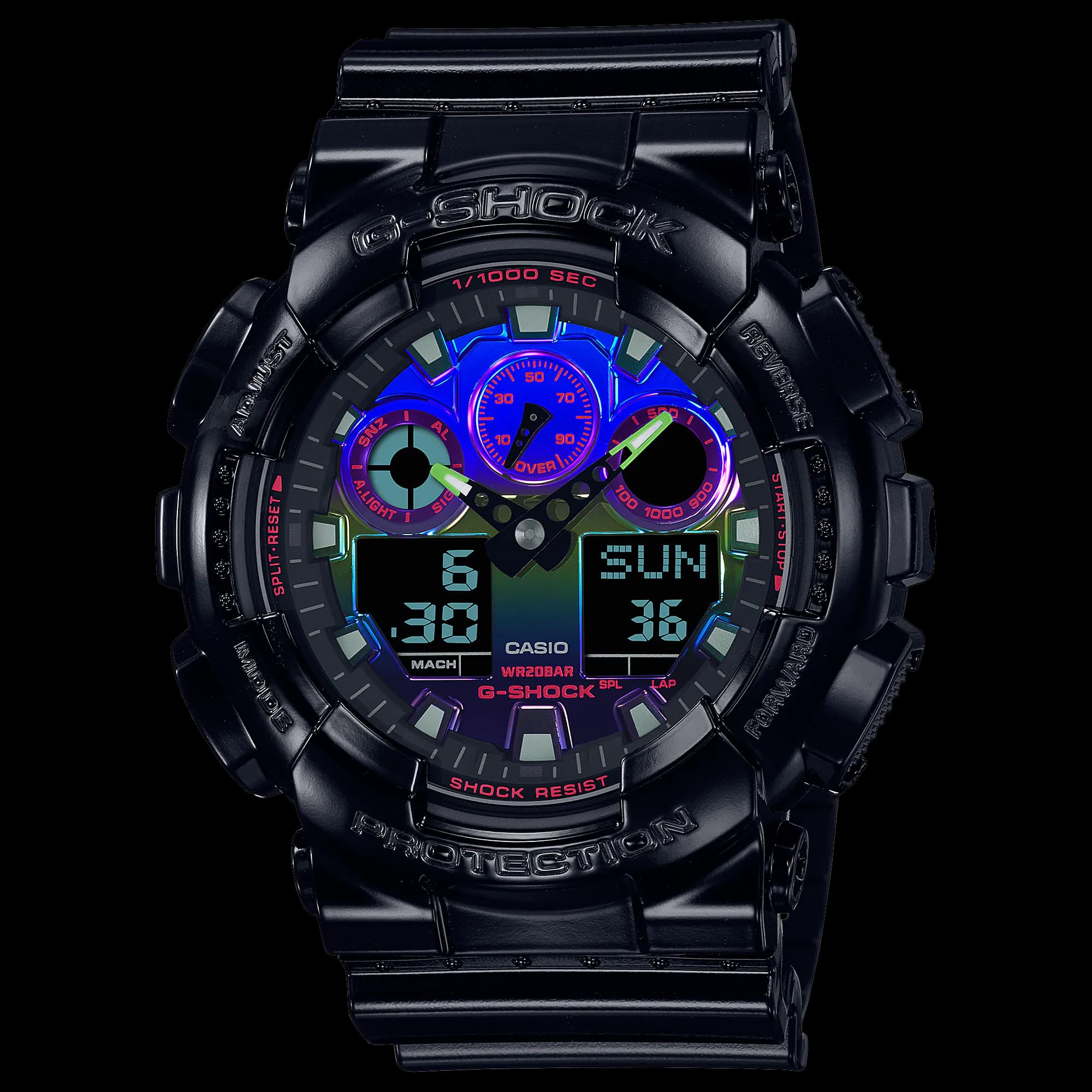 ساعت مچی مردانه کاسیو جی‌شاک (Casio G-Shock) مدل GA-100RGB-1ADR (طراحی گیمینگ و صفحه چندرنگ RGB)