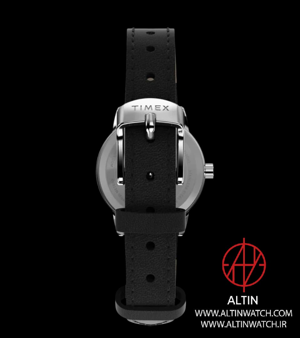 ساعت مچی زنانه تایمکس (Timex) مدل TW2V75300 (صفحه سفید، بند چرم مشکی، نور پس‌زمینه Indiglo) — تصویر ۳