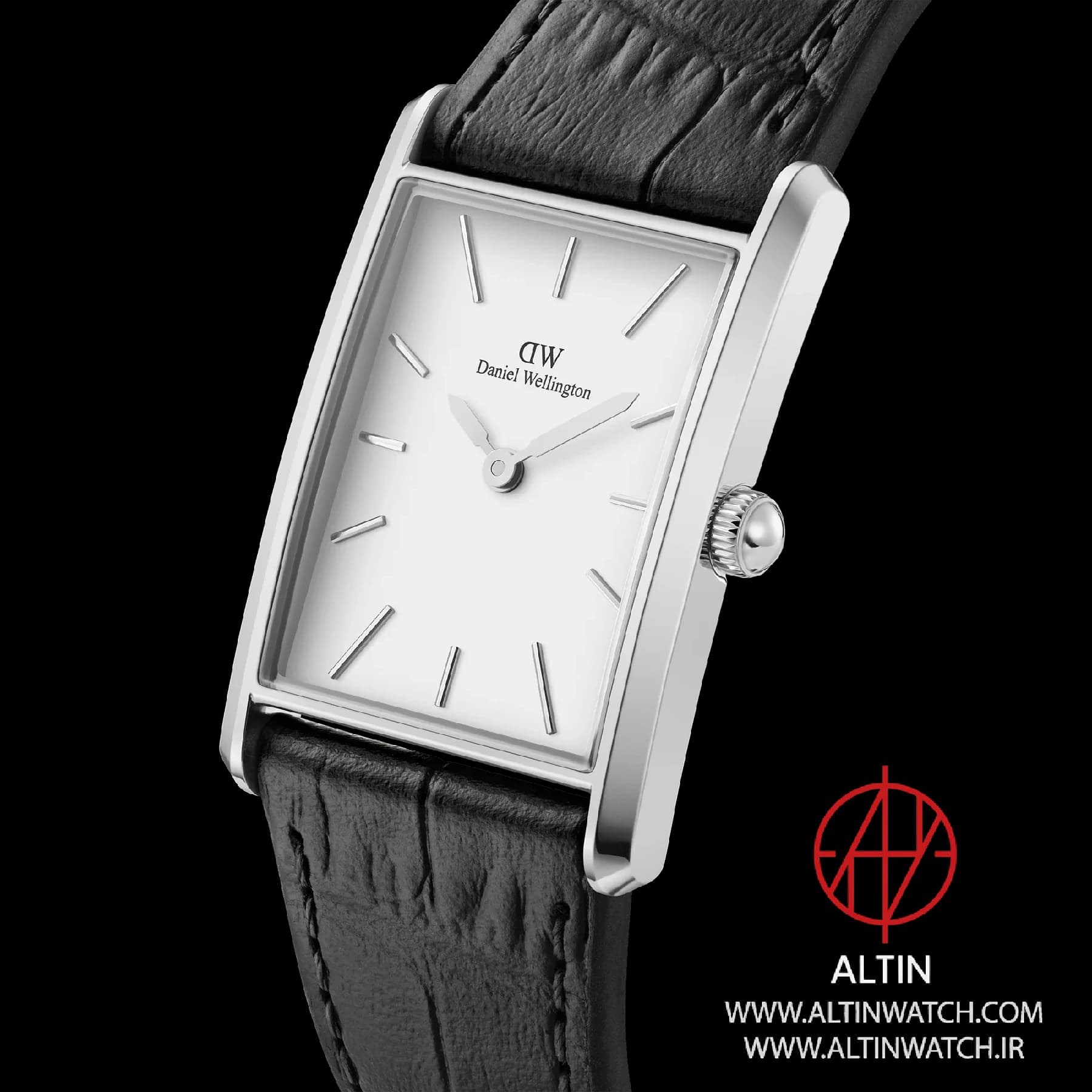 ساعت مچی زنانه دنیل ولینگتون (Daniel Wellington) مدل DW00100697 (کالکشن Quadro، قاب نقره‌ای، بند چرم مشکی) — تصویر ۶