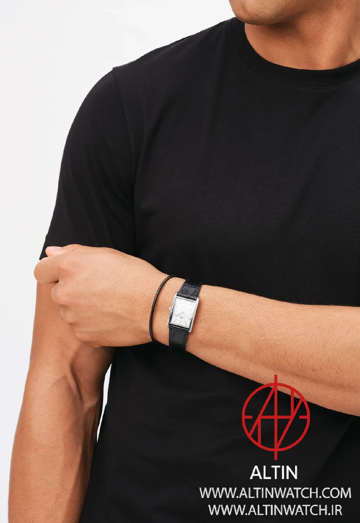 ساعت مچی زنانه دنیل ولینگتون (Daniel Wellington) مدل DW00100697 (کالکشن Quadro، قاب نقره‌ای، بند چرم مشکی) — تصویر ۴