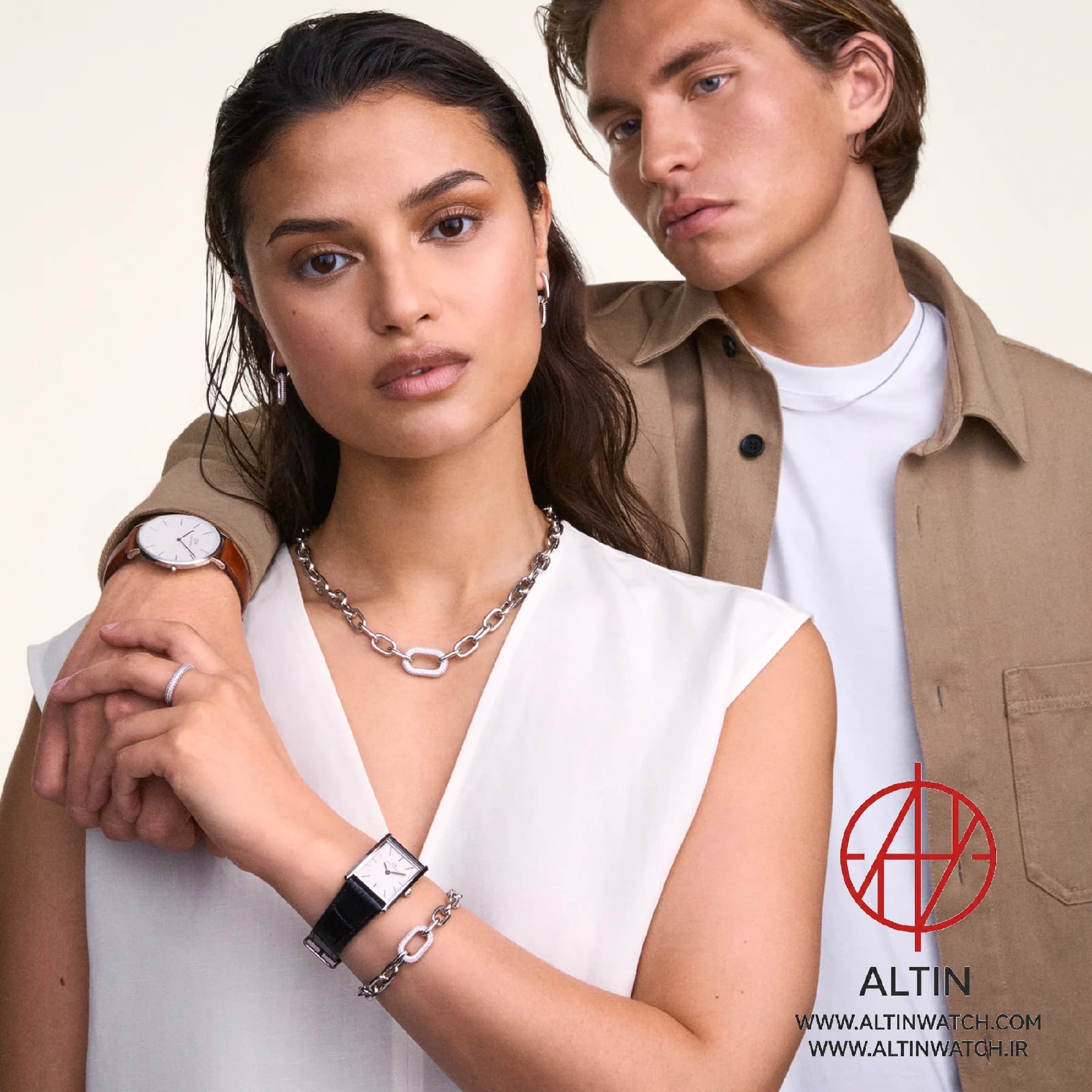 ساعت مچی زنانه دنیل ولینگتون (Daniel Wellington) مدل DW00100697 (کالکشن Quadro، قاب نقره‌ای، بند چرم مشکی) — تصویر ۵