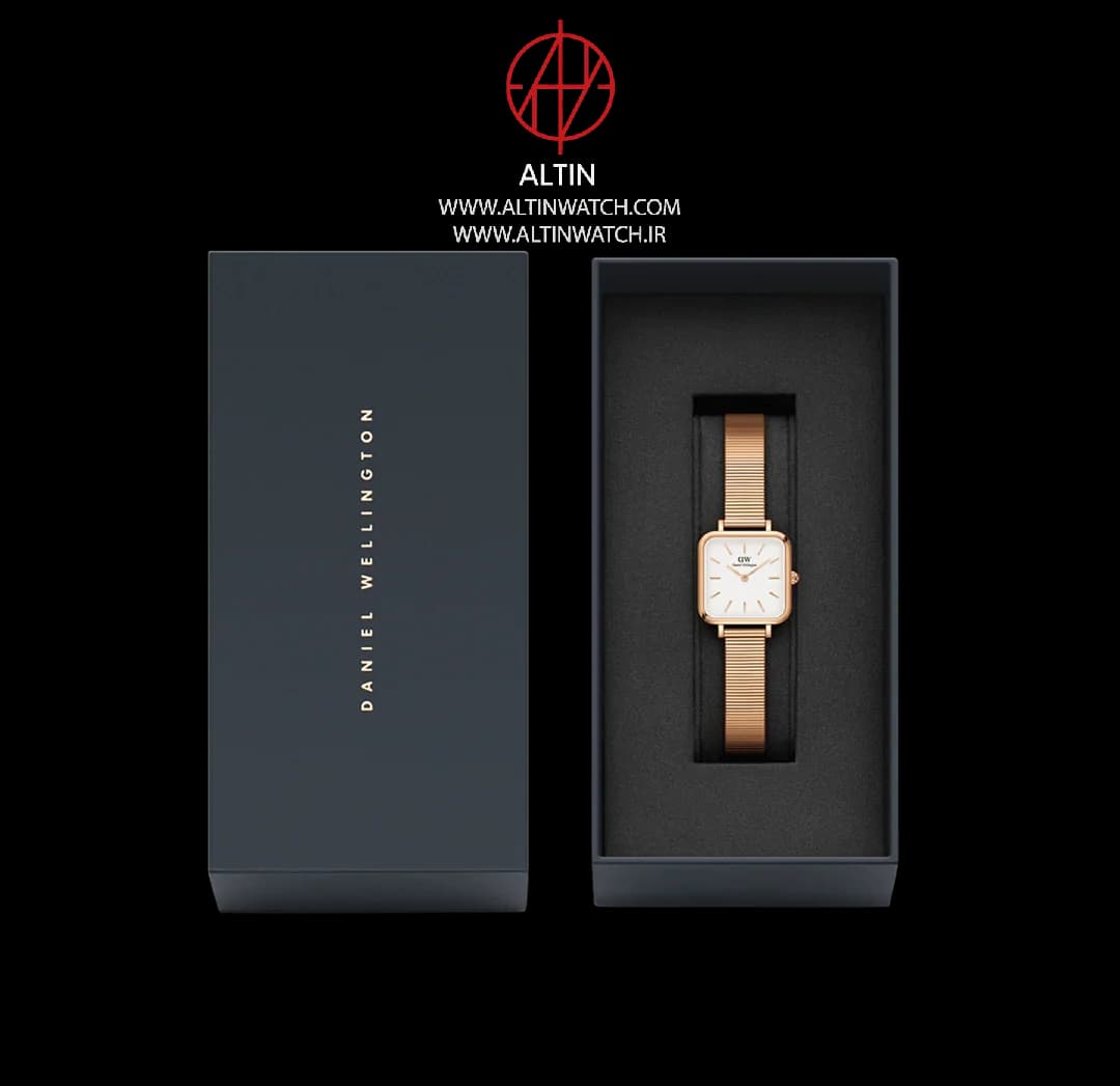ساعت مچی زنانه دنیل ولینگتون (Daniel Wellington) مدل DW00100517 (کالکشن Quadro، قاب چهارگوش رزگلد، بند حصیری) — تصویر ۶