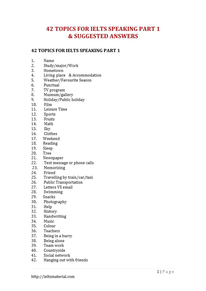 کتاب 42 Topics for IELTS Speaking Part 1 with Suggested Answers (۴۲ موضوع اسپیکینگ پارت ۱ آیلتس همراه با پاسخ پیشنهادی) نسخه انگلیسی PDF — تصویر ۲