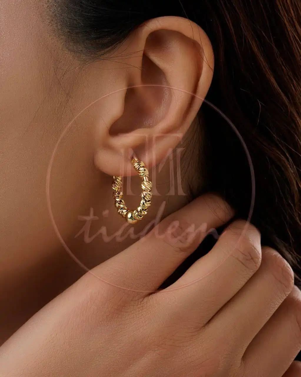گوشواره حلقه‌ای البرنادو | گوشواره کوپر ضدحساسیت با آبکاری طلا