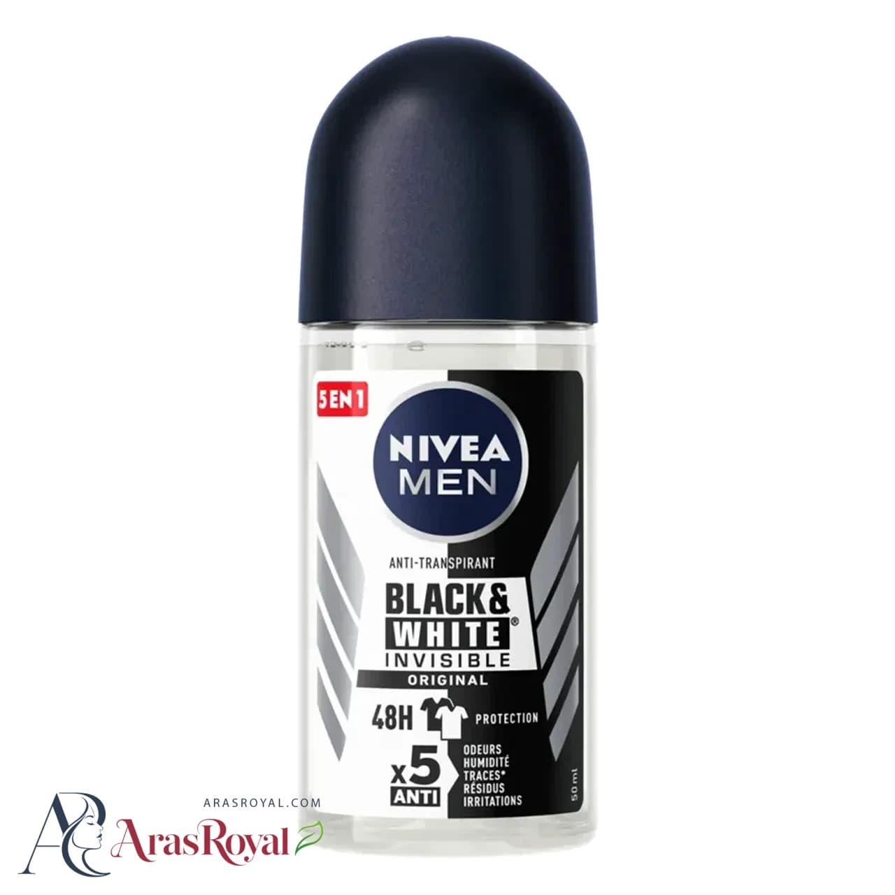 مام رولی مردانه نیوا Nivea مدل Black & White Invisible حجم 50 میل