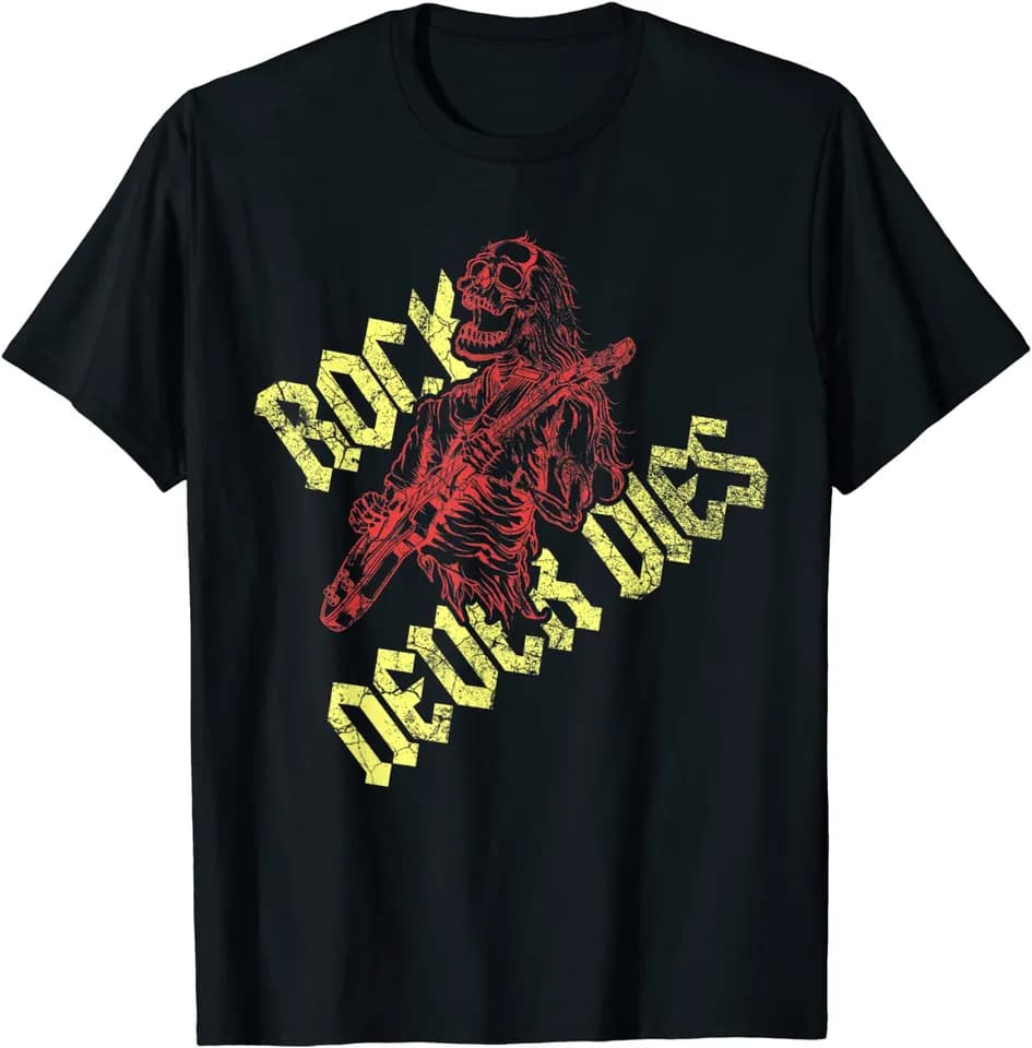 تیشرت راک طرح 90s Rock Never Dies Skelett T-Shirt