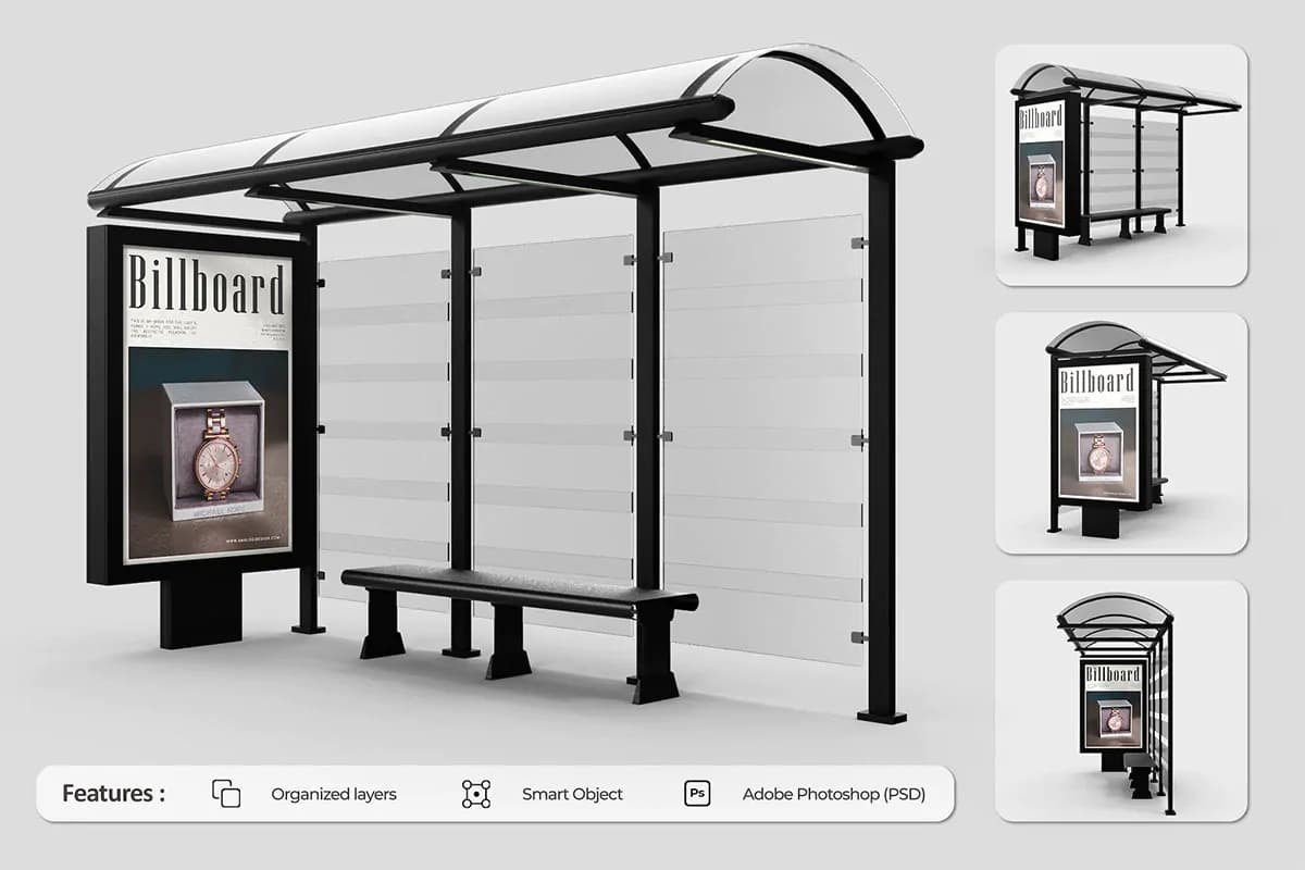 موکاپ بیلبورد ایستگاه اتوبوس