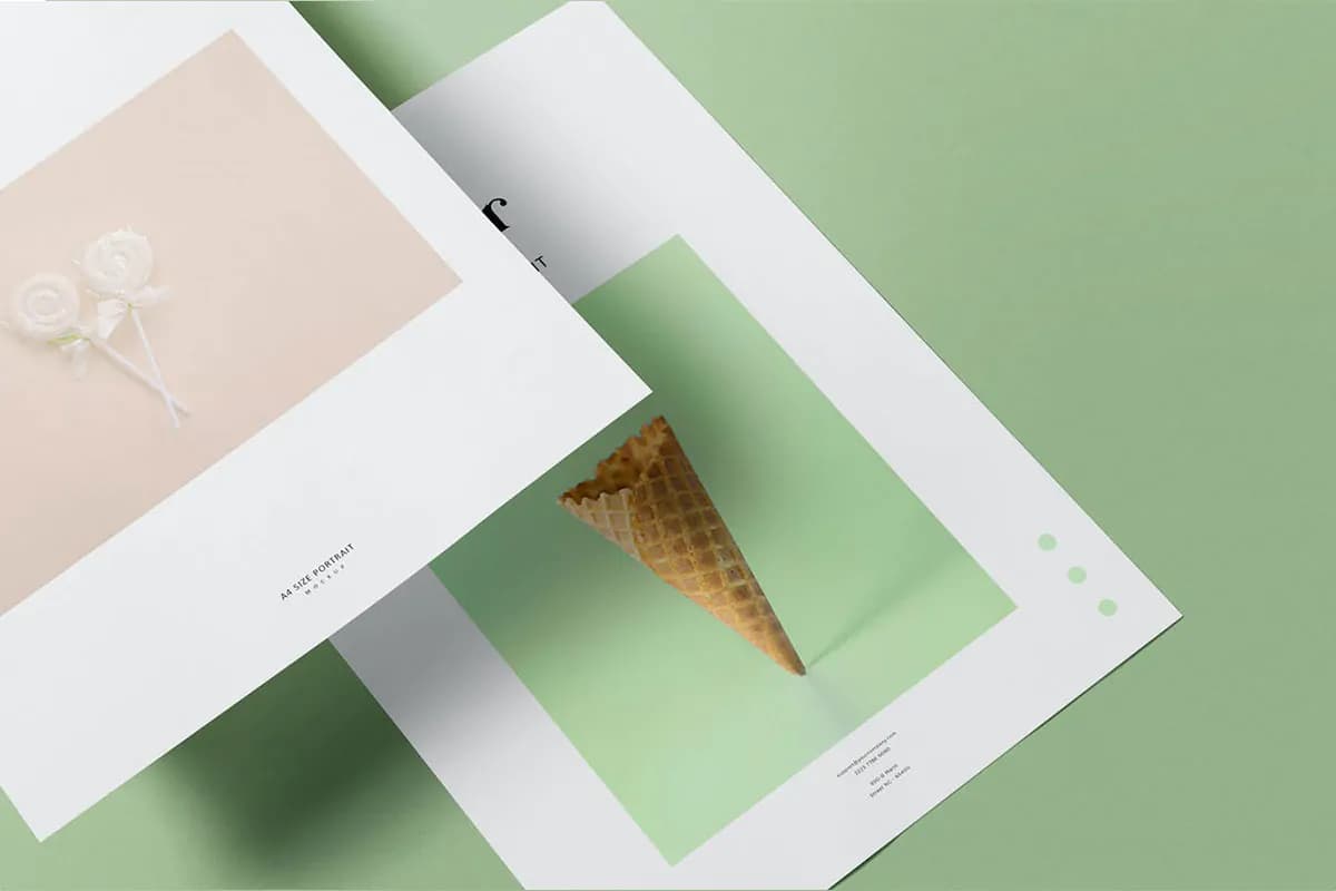 موکاپ کاغذ و برگه A4 — تصویر ۳