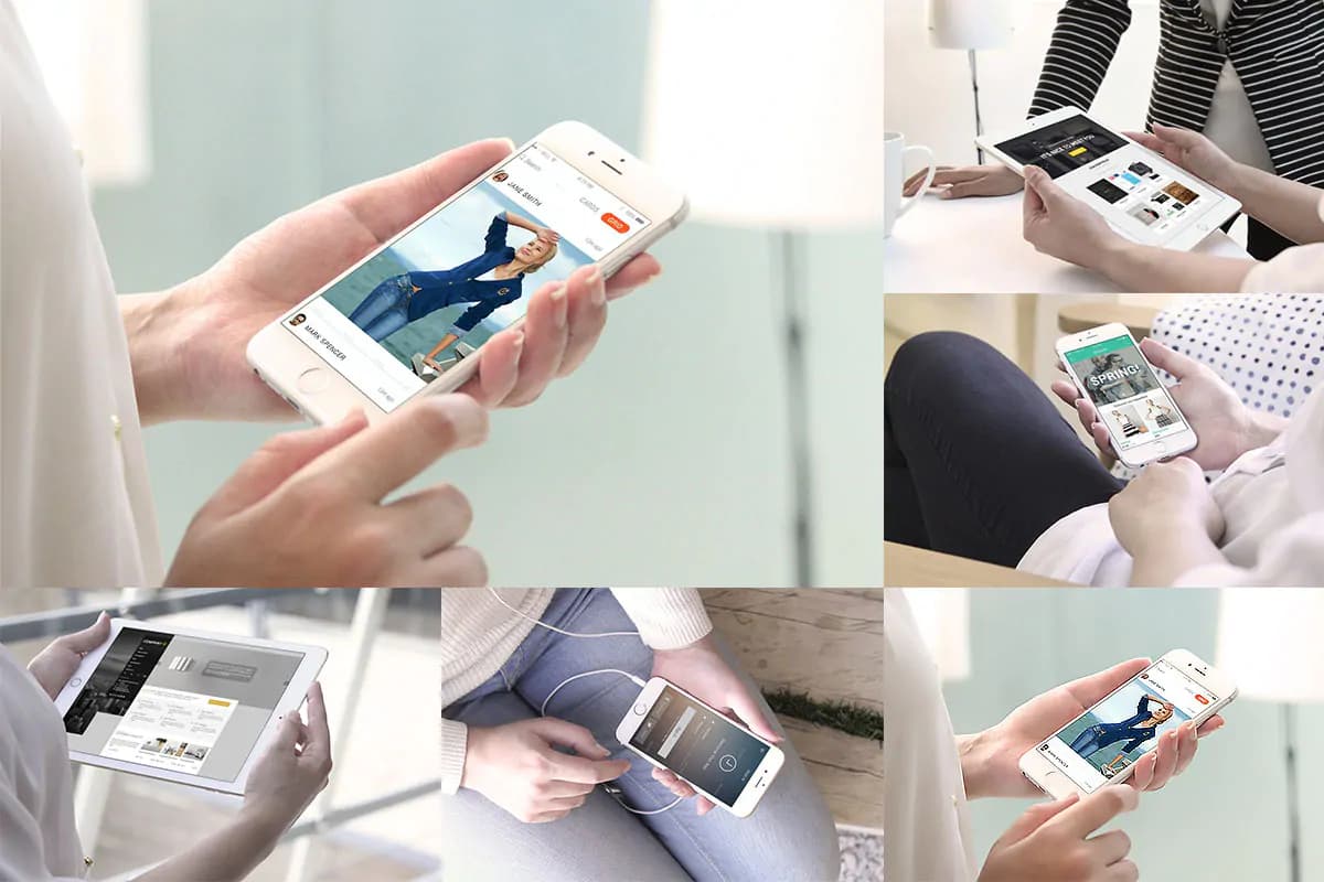 موکاپ تبلت و موبایل در دست
