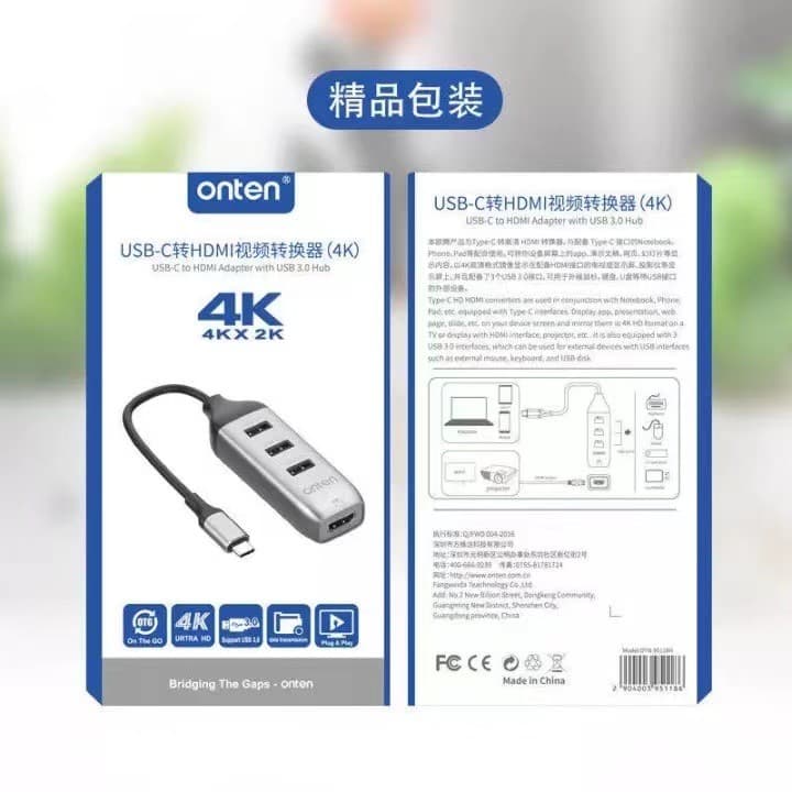 مبدل USB-C به HDMI و USB 3.0 اونتن Onten OTN-951181H — تصویر ۲