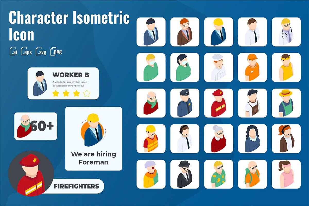 25 آیکون کاراکتر و شخصیت ایزومتریک
