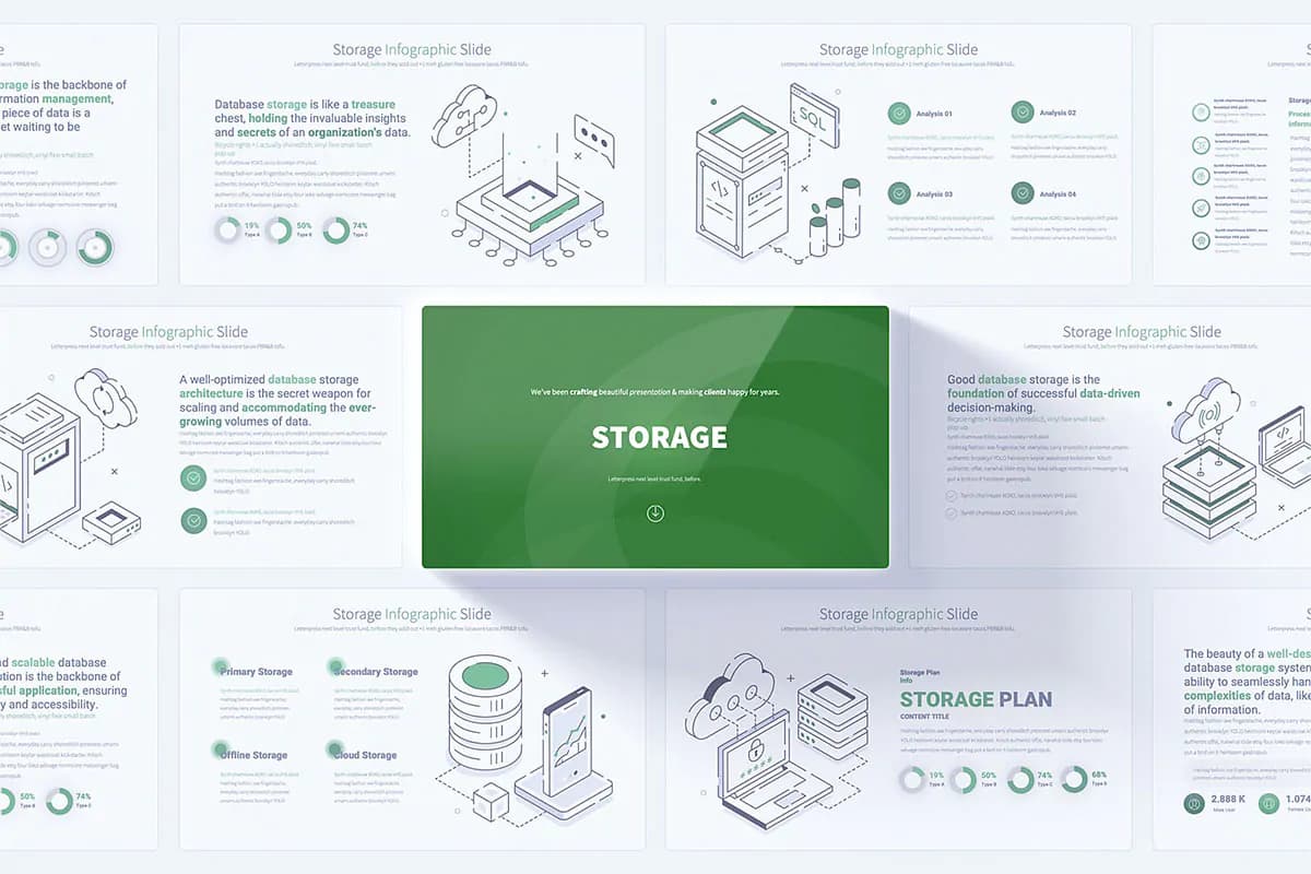 قالب پاورپوینت اینفوگرافیک فضای ذخیره سازی Storage