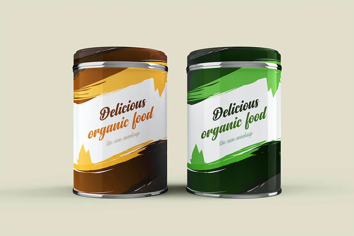 موکاپ قوطی آلومینیومی بسته بندی مواد غذایی — تصویر ۶