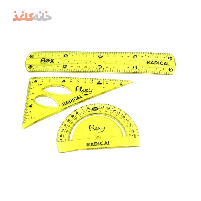 ست 3 تیکه خط کش گونیا نقاله زرد رادیکال