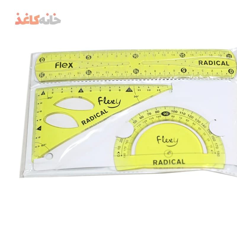 ست 3 تیکه خط کش گونیا نقاله زرد رادیکال — تصویر ۵