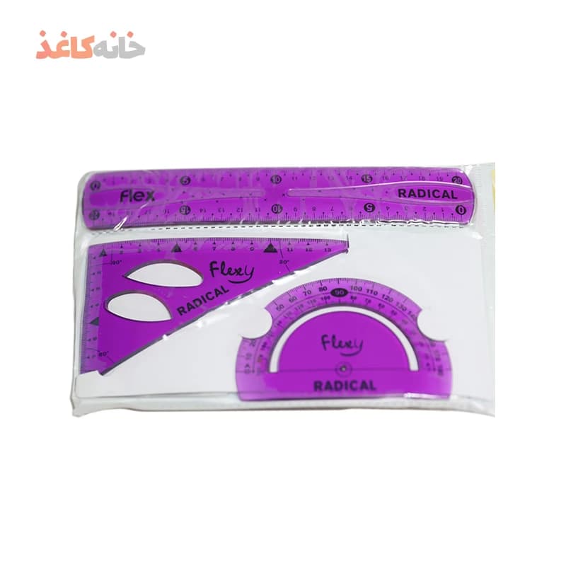 ست 3 تیکه خط کش گونیا نقاله بنفش رادیکال — تصویر ۵