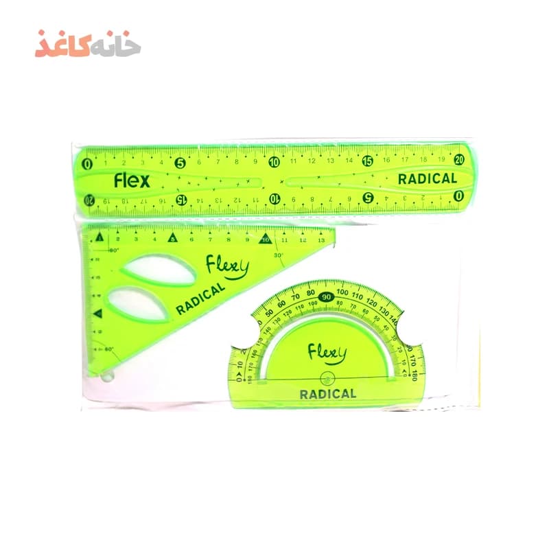 ست 3 تیکه خط کش گونیا نقاله سبز رادیکال