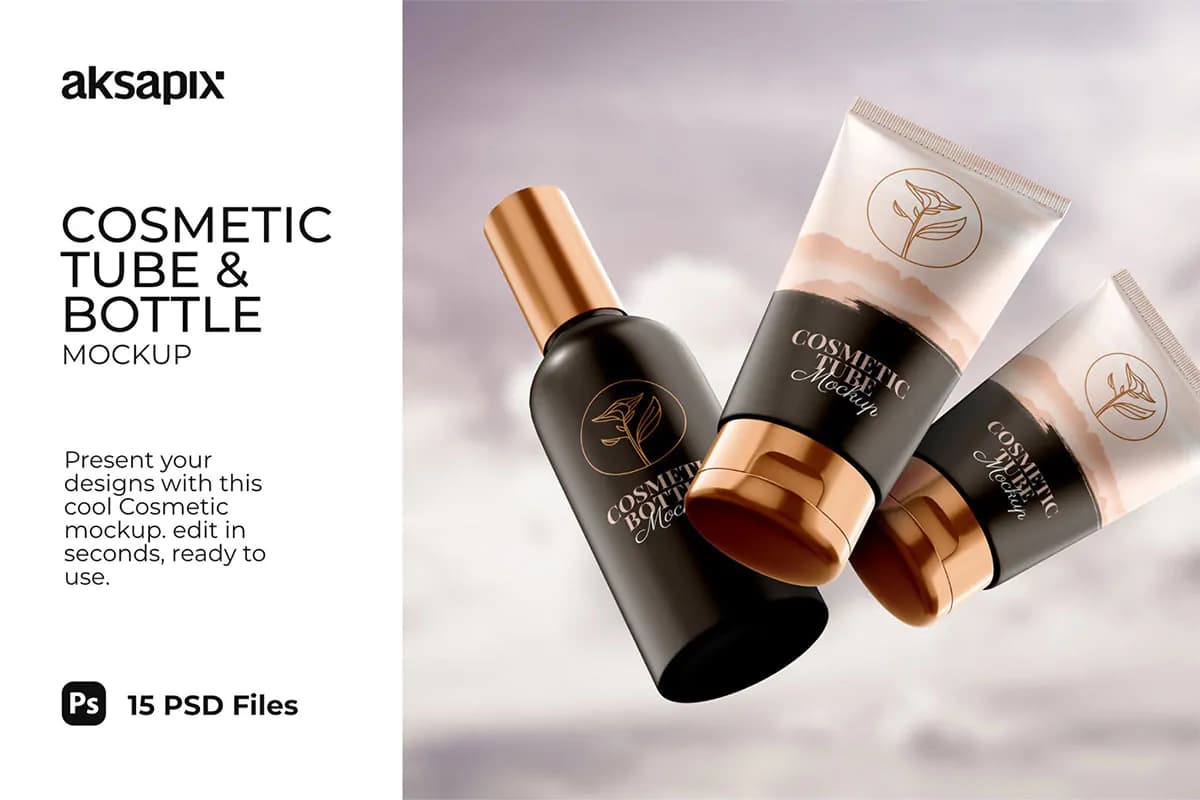 موکاپ تیوپ و بطری آرایشی