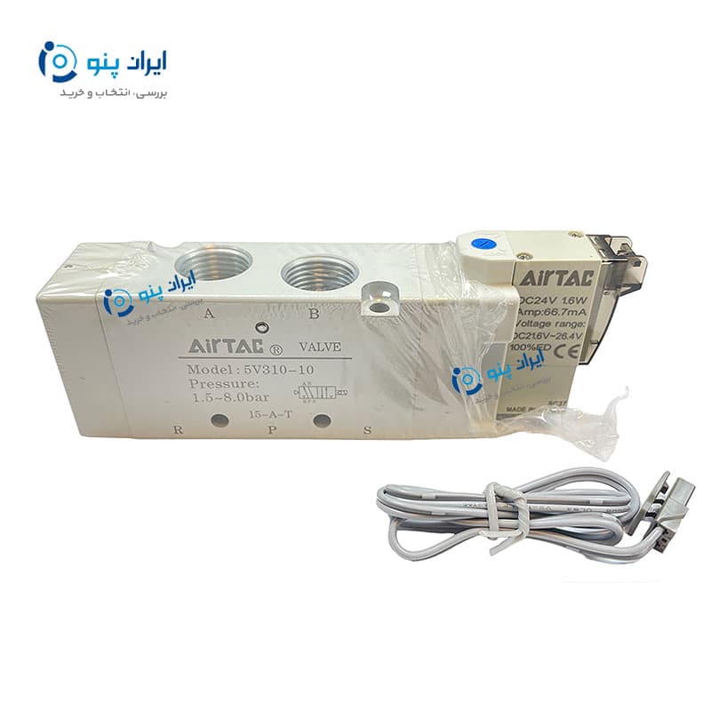 شیر برقی پنوماتیک 2-5 1/2 تک بوبین ایرتک تایوان 5V310-10 Airtac