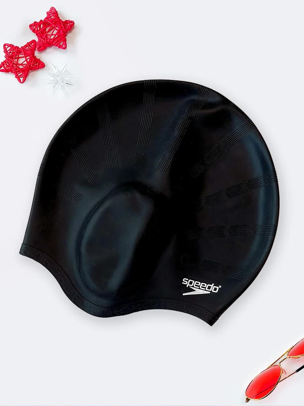 کلاه شنا اسپیدو ( Speedo ) سیلیکونی گوشی دار برای مو های بلند مشکی رنگ