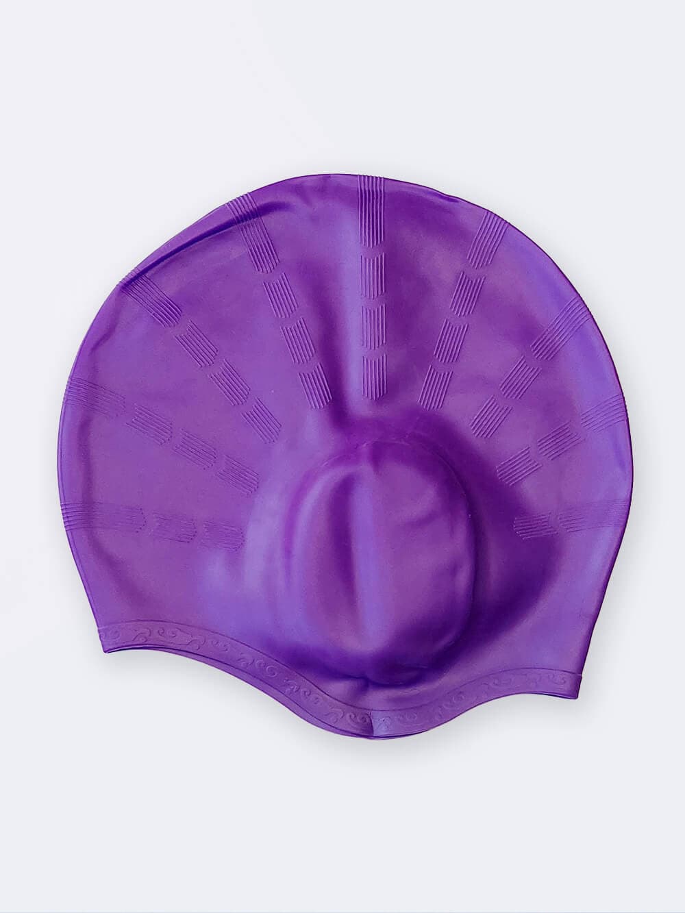 کلاه شنا اسپیدو ( Speedo ) زنانه و مردانه بنفش رنگ گوشی دار مناسب برای موهای بلند — تصویر ۲
