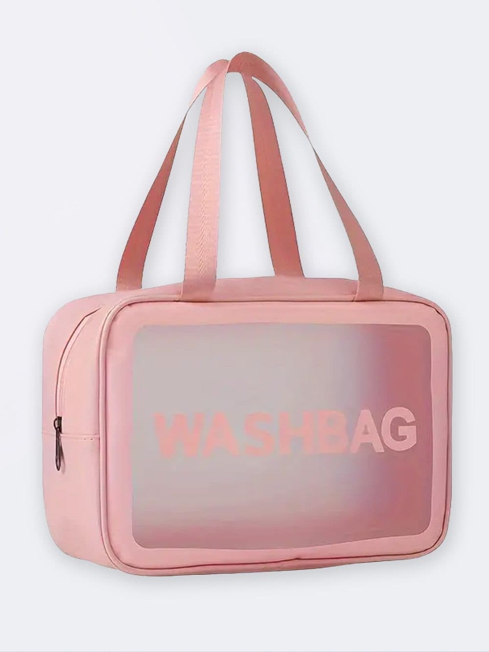 کیف استخر فانتزی سایز بزرگ زنانه و دخترانه واش بگ ( wash bag ) شفاف صورتی رنگ
