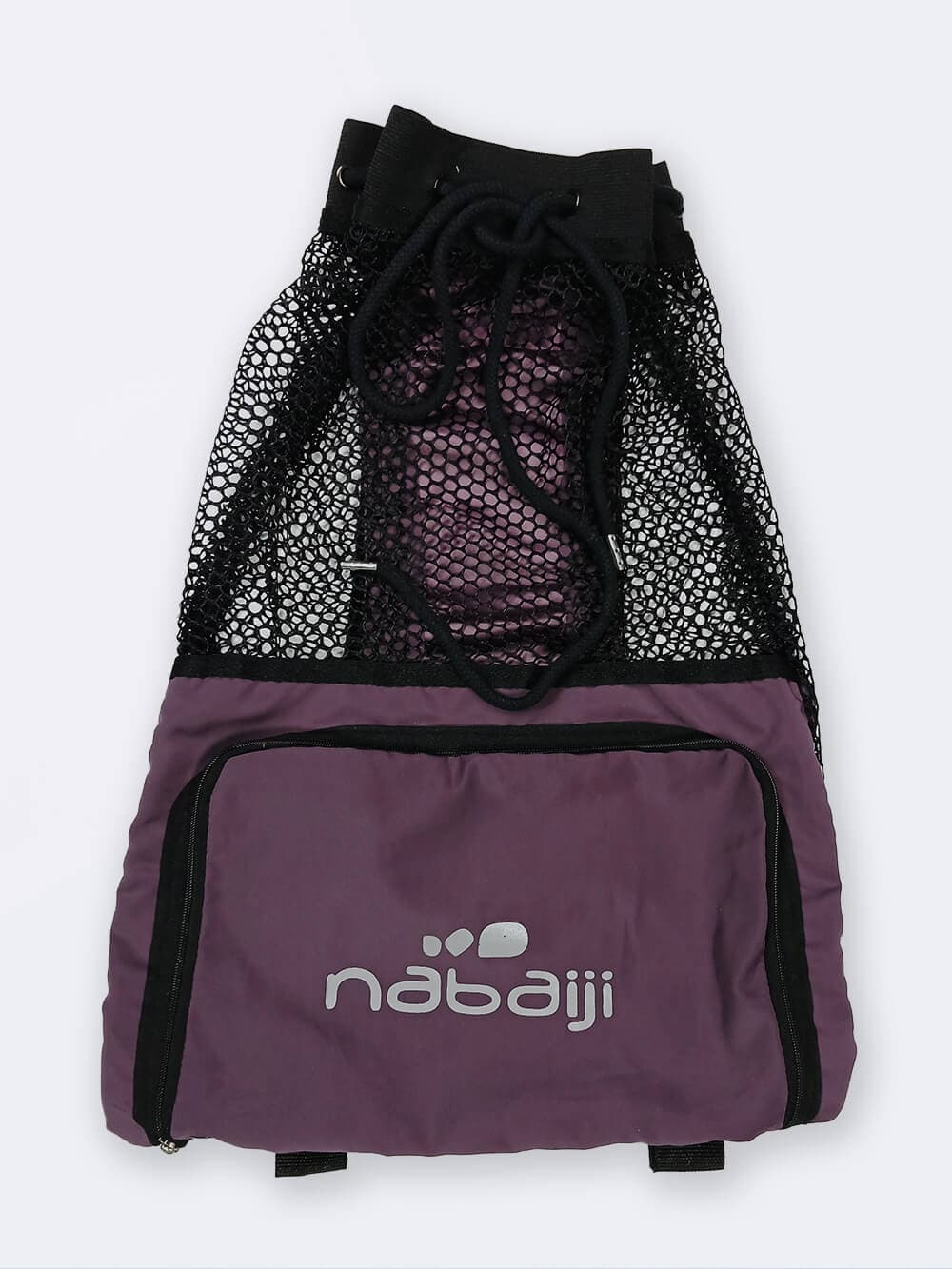 مش بگ ( mesh bag ) به رنگ خاص بادمجانی برای خشک شدن سریع وسایل استخر ، ساحل و دریا نابایجی ( Nabaiji )