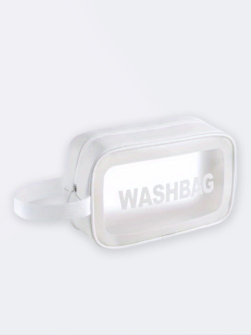 کیف استخر واش بگ ( wash bag ) زنانه و دخترانه بصورت ضد آب سفید رنگ شفاف