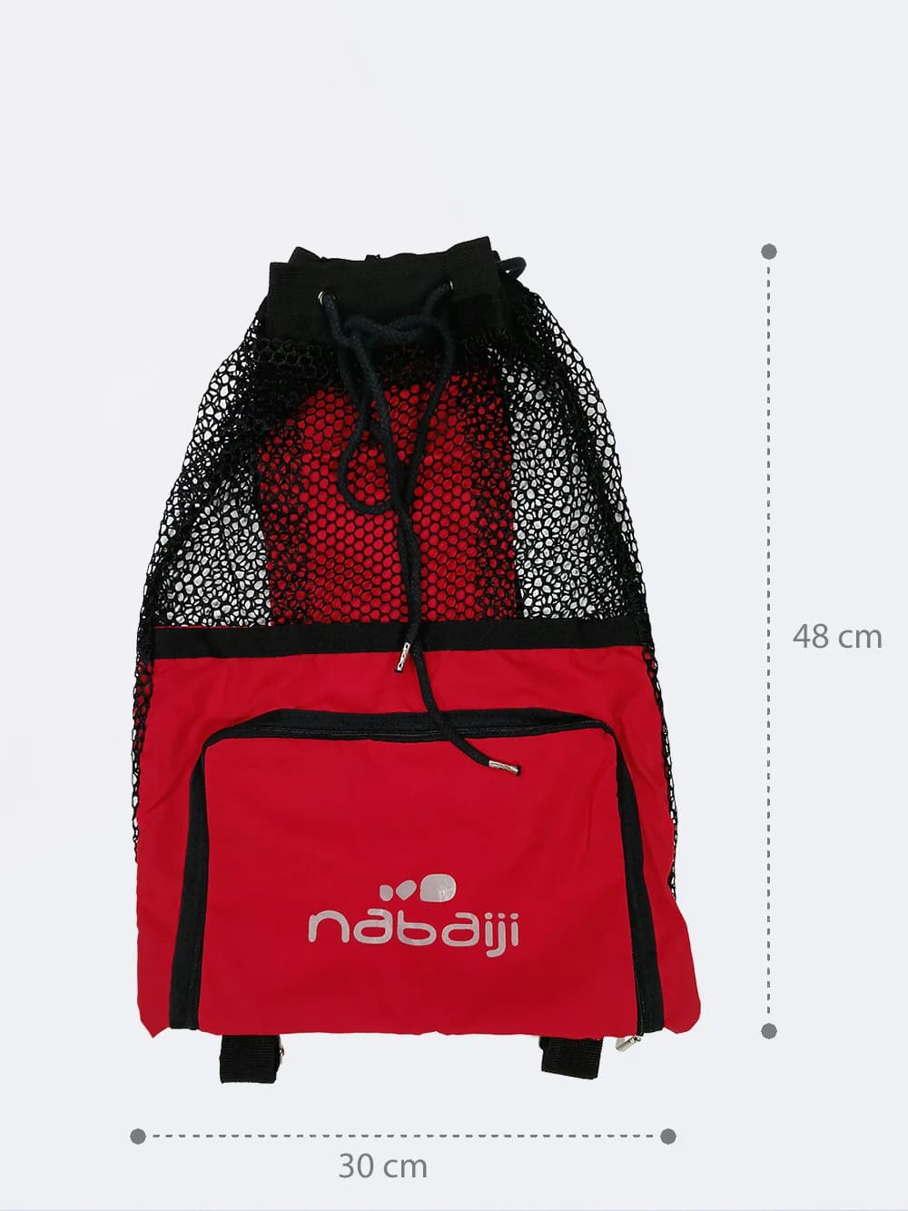 مش بگ ( mesh bag ) قرمز رنگ مناسب برای وسایل استخر ، ساحل و دریا برای خشک شدن سریع لوازم شنا نابایجی ( Nabaiji ) — تصویر ۳