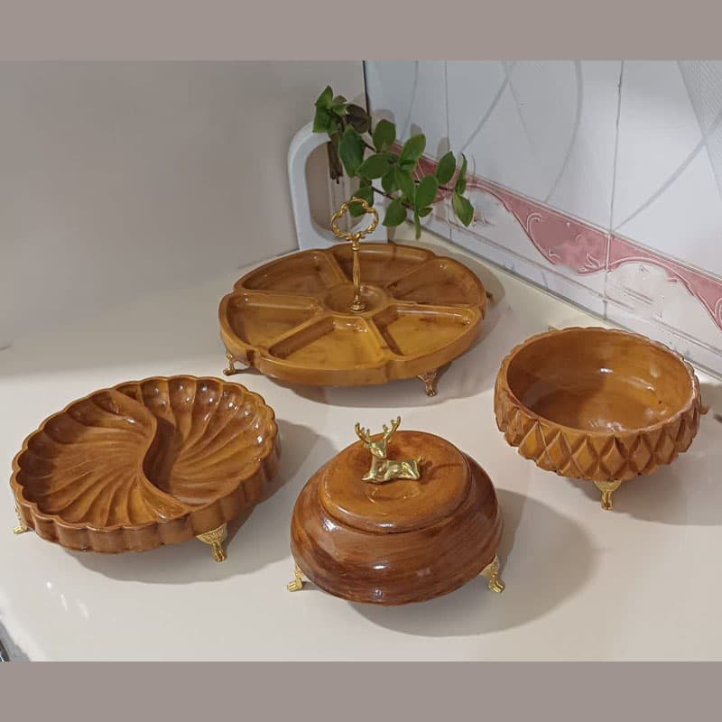 ست پذیرایی 4 تکه سنگ مصنوعی طرح چوب