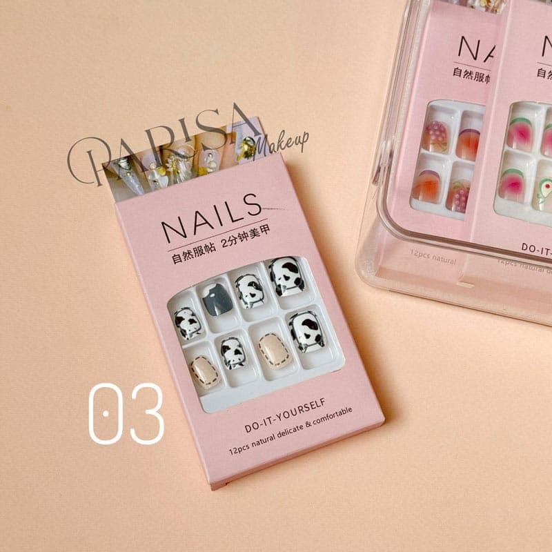 ناخن مصنوعی طرحدار Nails مدل مربعی کوتاه(کد YY-04) — تصویر ۴