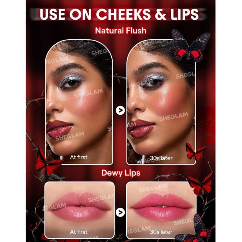 رژگونه سیاه شیگلم SHEGLAM کالکشن Crimson Butterfly مدل Bloodline Color Changing — تصویر ۵