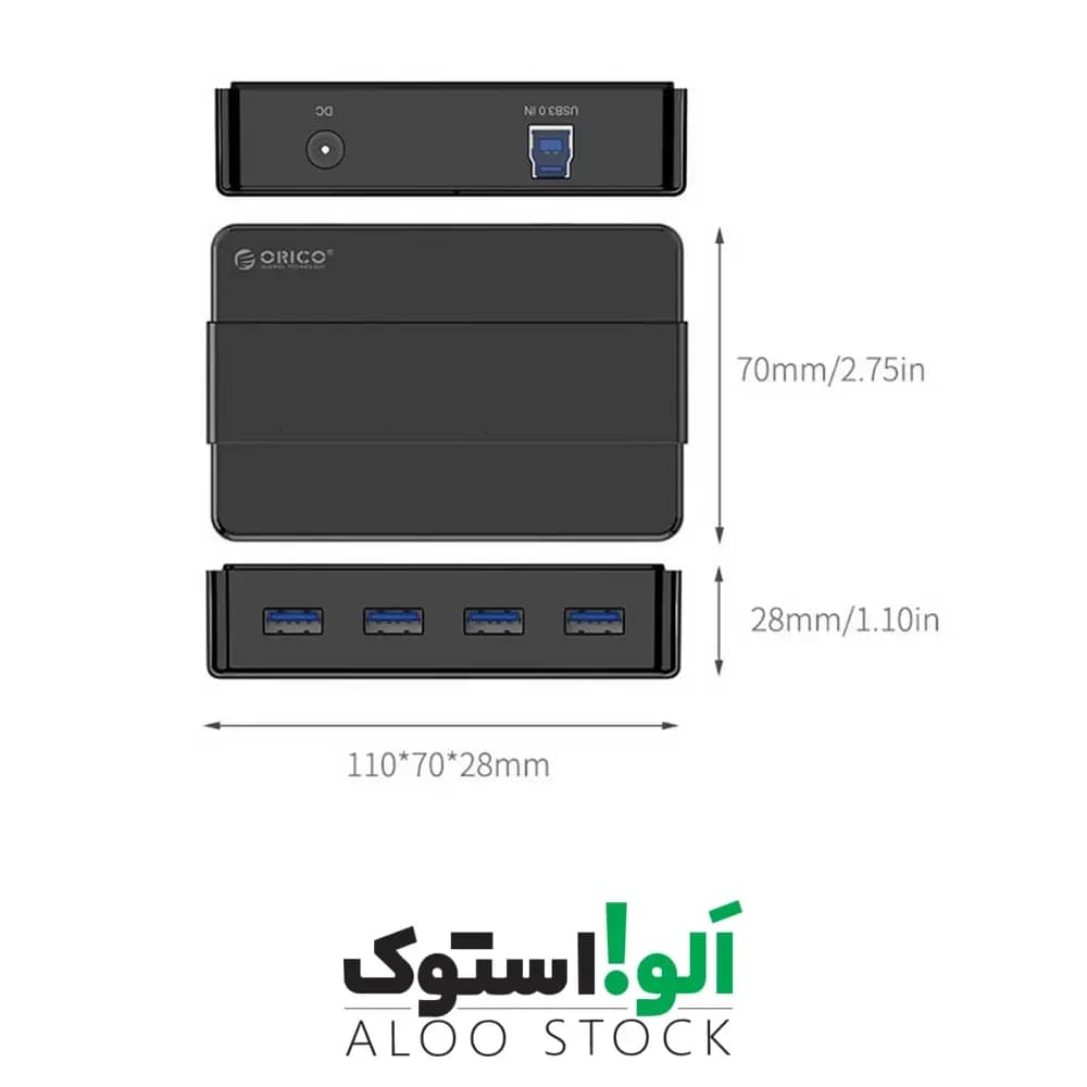 هاب 4 پورت USB 3.0 همراه آداپتور اوریکو ORICO H4928-U3-V1 HUB — تصویر ۹
