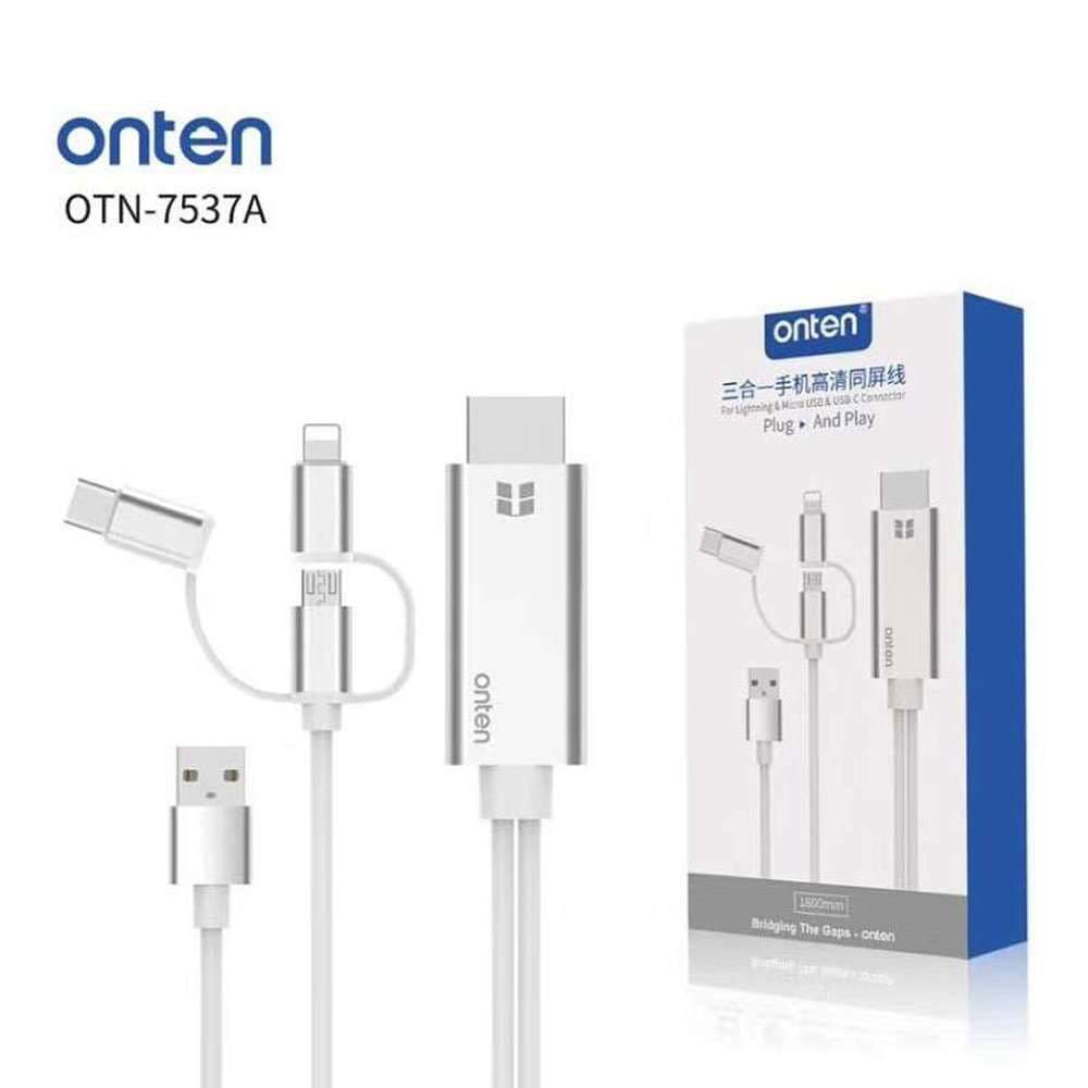 کابل تبدیل HDMI به لایتنینگ/microUSB/USB-C اونتن مدل ONTEN OTN-7537A — تصویر ۲