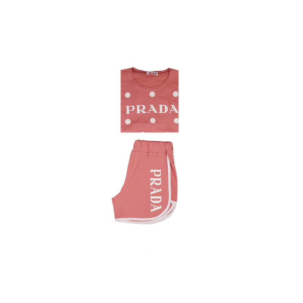 ست تیشرت شورتک جلو چاپ PRADA — تصویر ۳