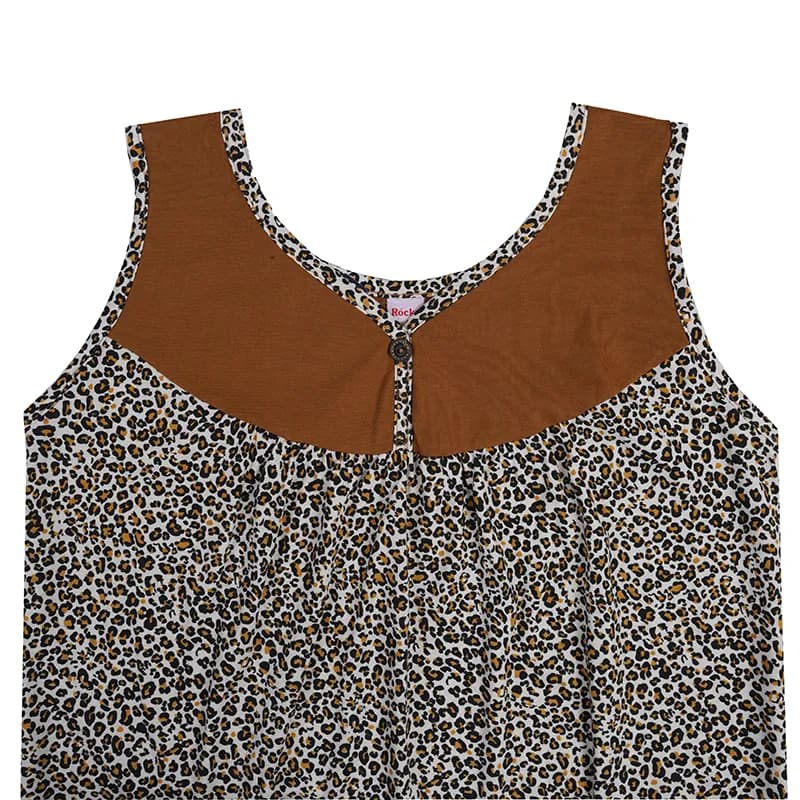پیراهن زنانه بلند طرح پلنگی آستین حلقه — تصویر ۲