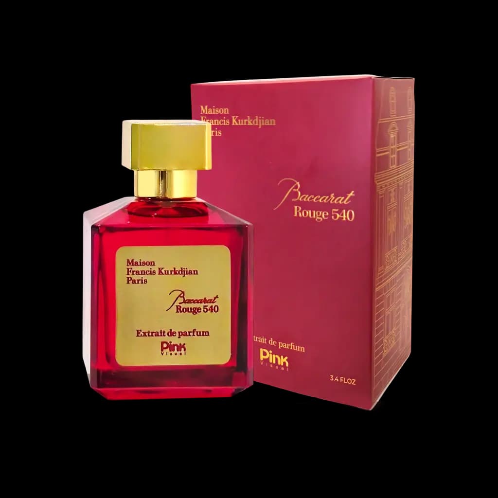ادوپرفیوم پینک ویژوآل Pink مدل باکارات رژ اکستریت Baccarat Rouge 540 Extrait حجم 100 میلی لیتر طرح مارک | برند اصلی و ارسال فوری
