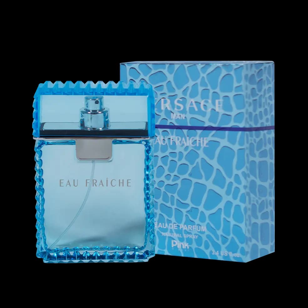ادوپرفیوم مردانه پینک ویژوآل Pink مدل ورساچه او فرش Versace Eau Fraiche حجم 100 میلی لیتر طرح مارک | برند اصلی و ارسال فوری