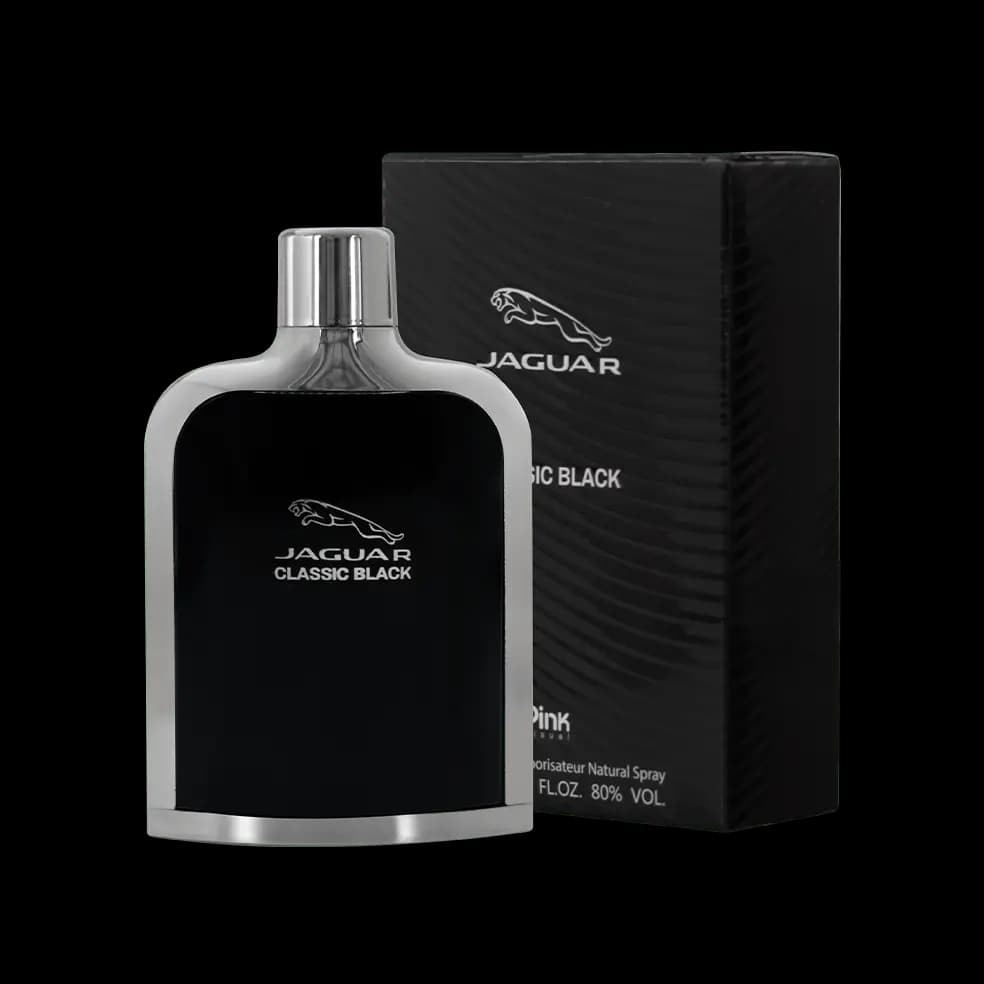 ادوپرفیوم مردانه پینک ویژوآل Pink مدل جگوار کلاسیک بلک (جگوار مشکی) Jaguar Classic Black حجم 100 میلی لیتر طرح مارک | برند اصلی و ارسال فوری