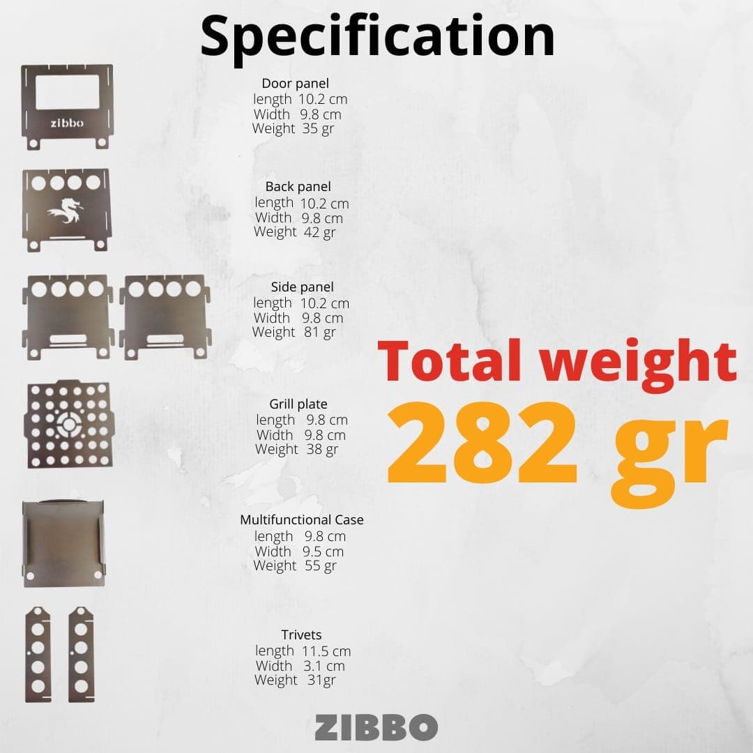 فایرباکس جیبی کمپینگ زیبو مدل Zibbo box X1 فولادی — تصویر ۶