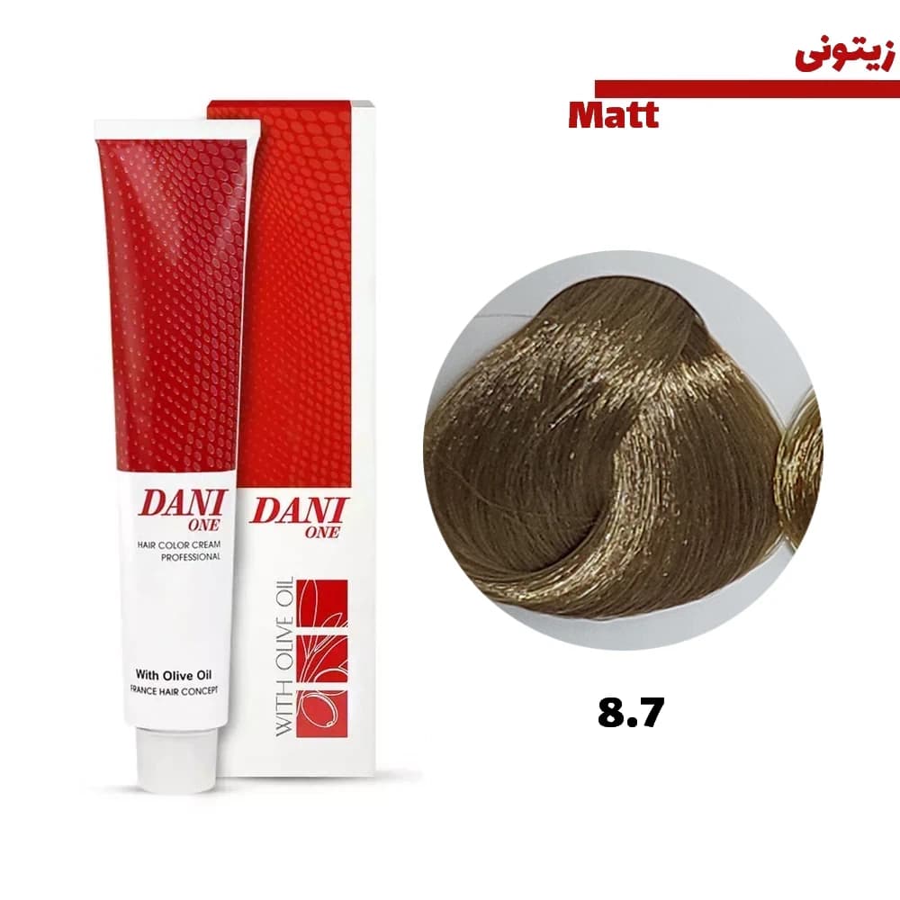 رنگ مو دنی وان سری زیتونی کد 8.7 بلوند زیتونی روشن حجم 100 میلی لیتر