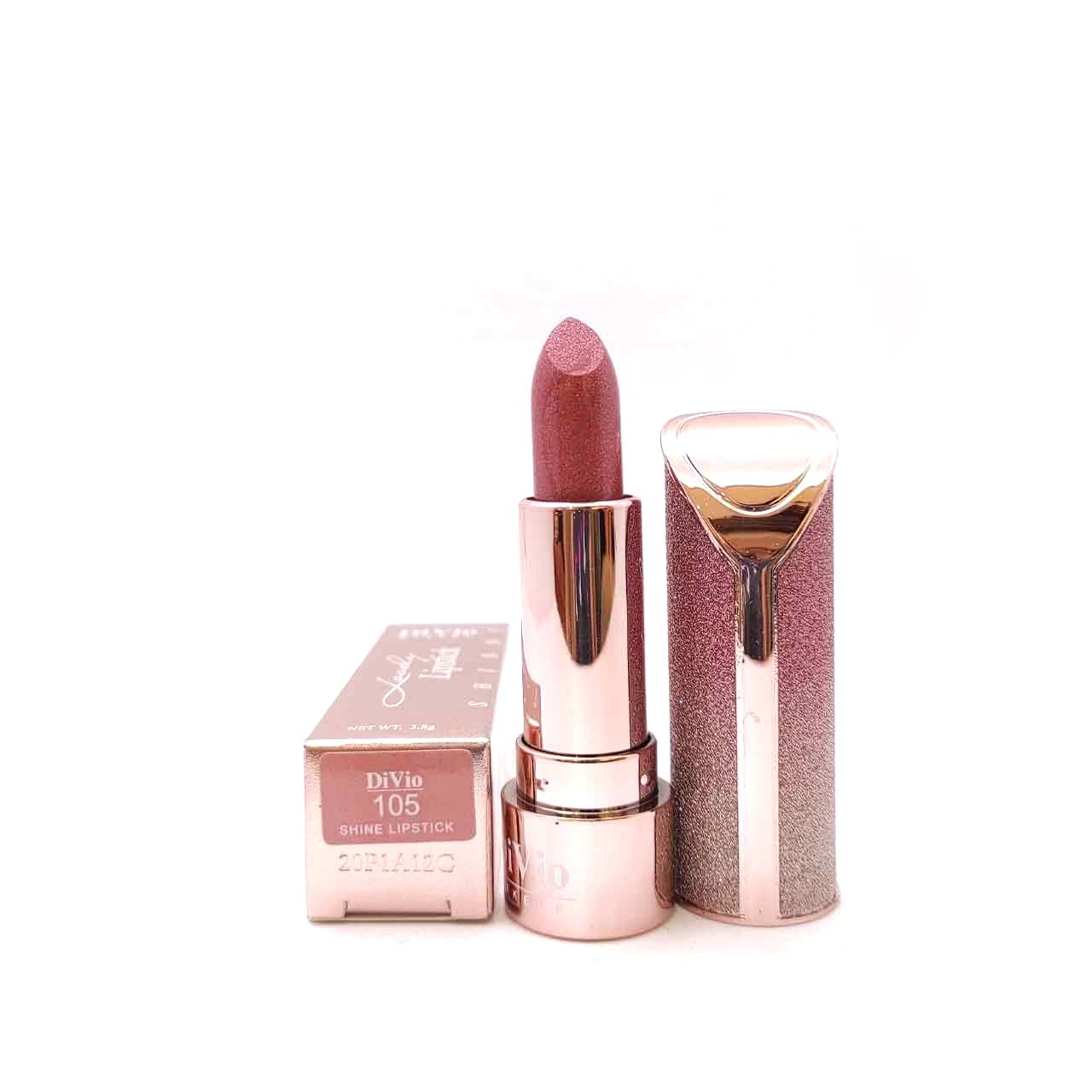 رژ لب جامد شاین دار اکلیلی دیویو 105 / DiVio Makeup Lovely Lipstick Shinny